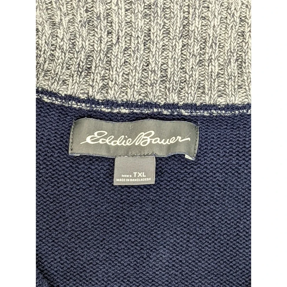 Eddie Bower Quarter‎ Zip Mock Neck Grandpa Core Sweater Navy Blue XLT Fisherman - Picture 6 of 15
